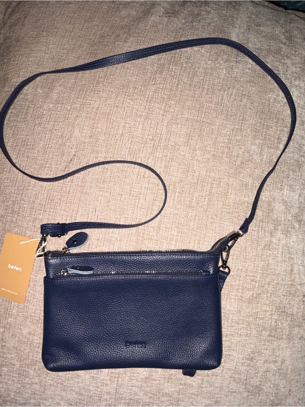 Defen newt Navy original Pebbled Leather Crossbody - Sleek Everyday Carry